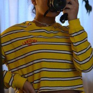 yellow and white stripped H&M long sleve